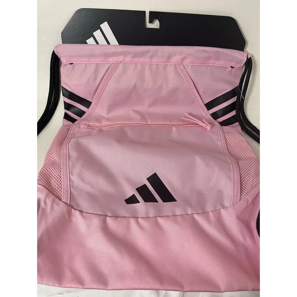 Adidas Stadium Sackpack Drawstring Gym Bag‎ True Pink Black OSFA NEW